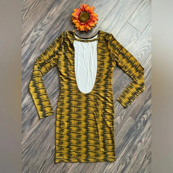 🦋B2G1🦋AMERICAN APPAREL Hyena Print Open Back Long Sleeved Midi Dress | MED | - Picture 6 of 9